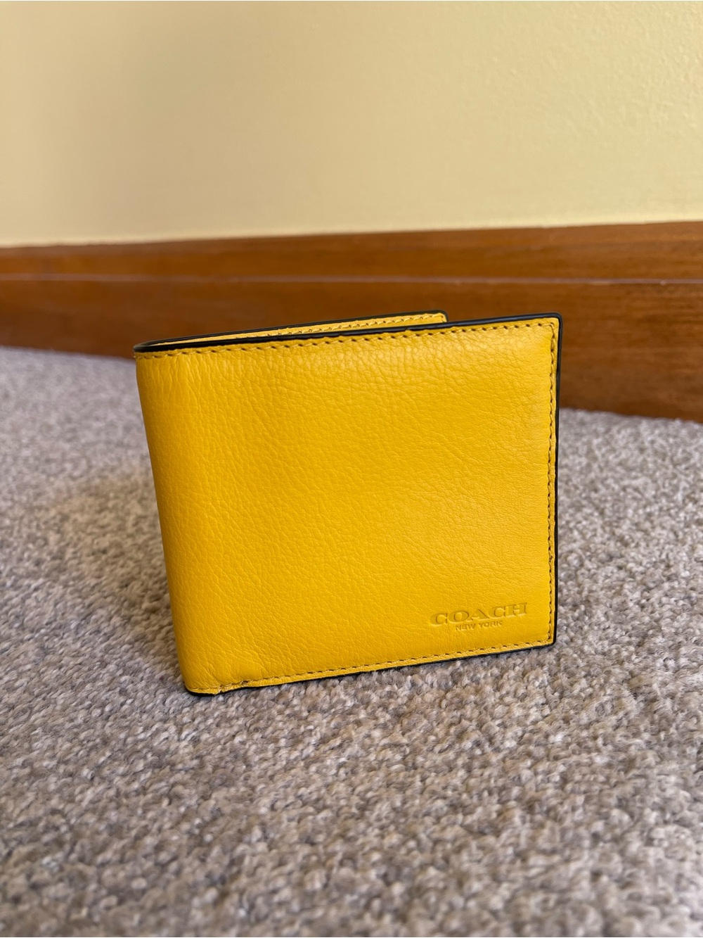Coach Yellow Leather Men's Bifold Card Wallet